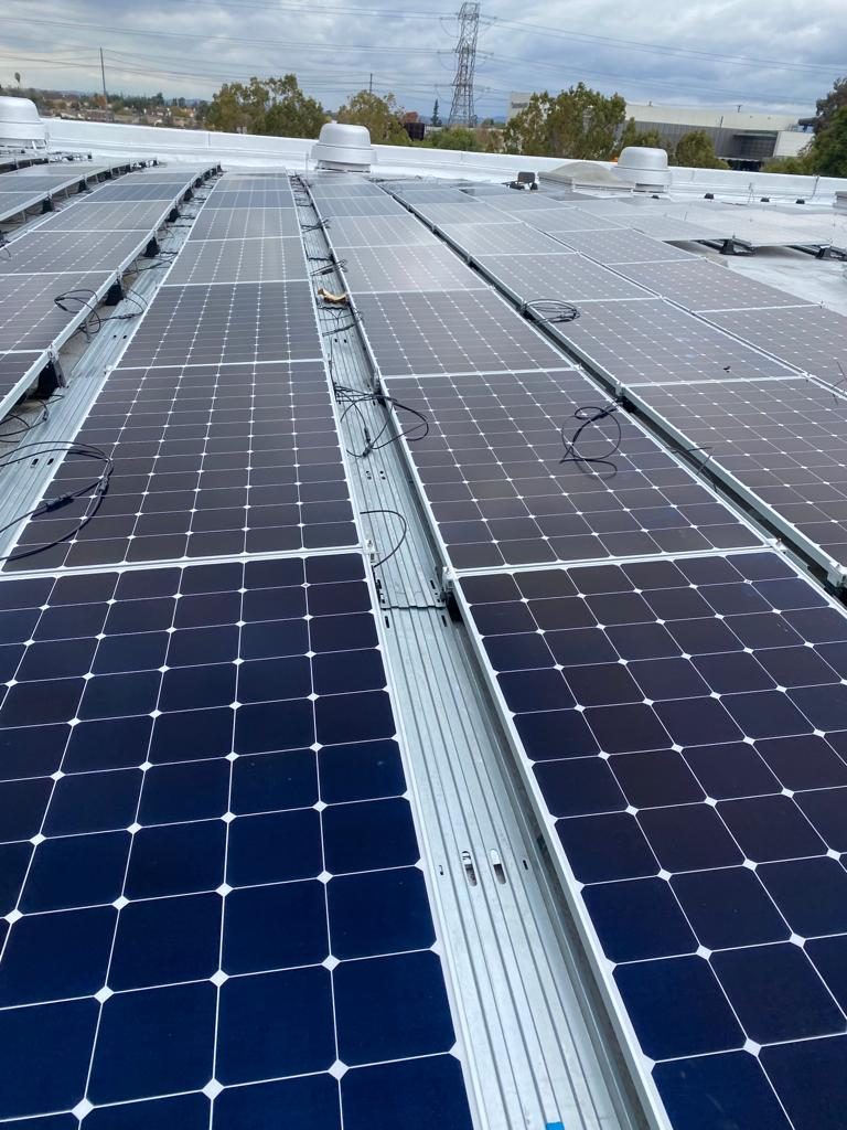 Close-up of commercial solar panels